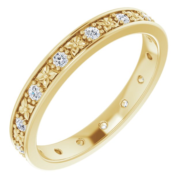 0.30 ct. Round Diamond Eternity Band Floral Design Ring-VIRABYANI